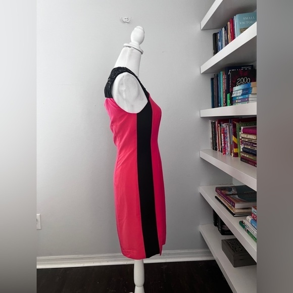 Sachin + Babi NWT Vegas Silk pink and black Cocktail Dress Sequin Shoulder 4 - Picture 9 of 13